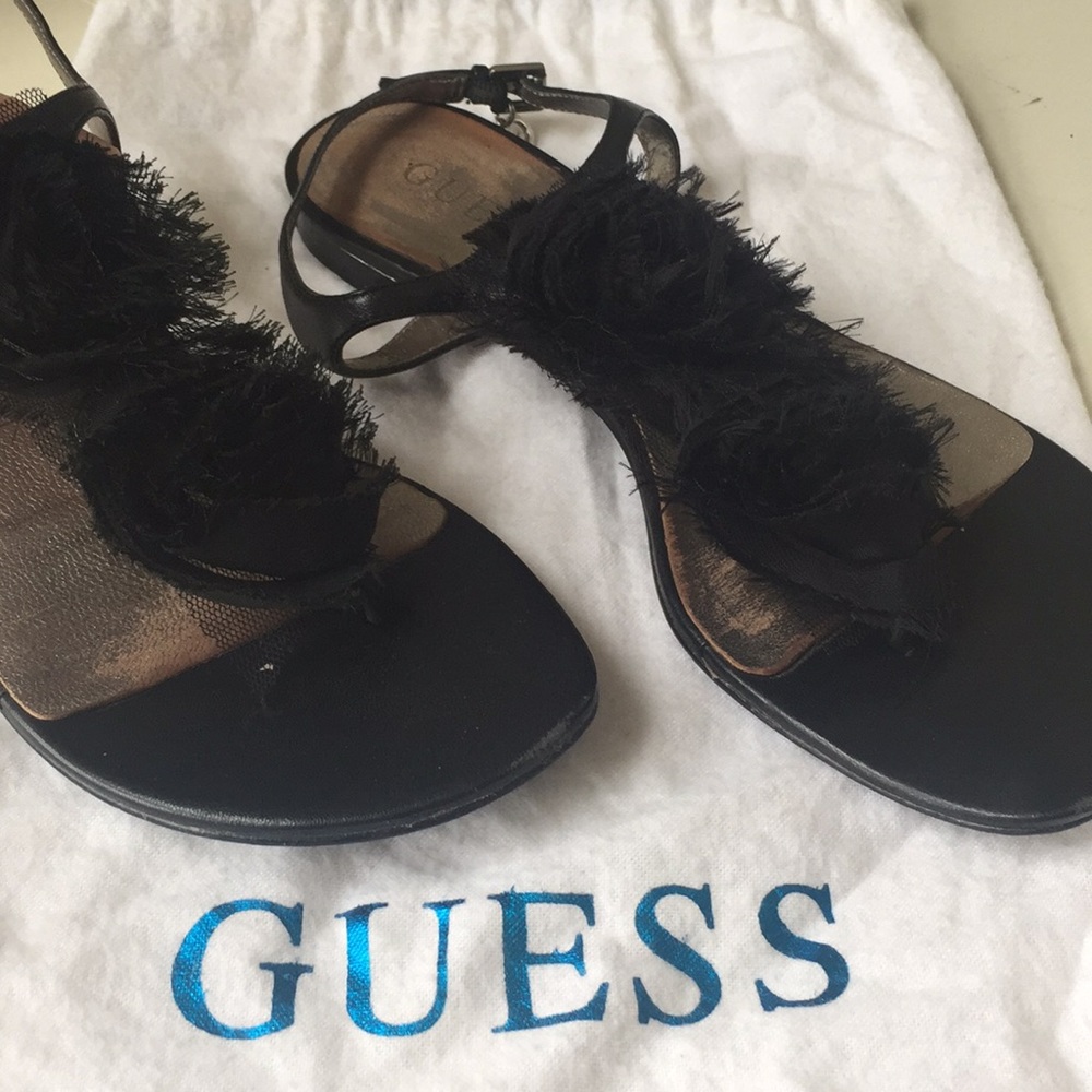 Black GUESS Sandals with Rosettes